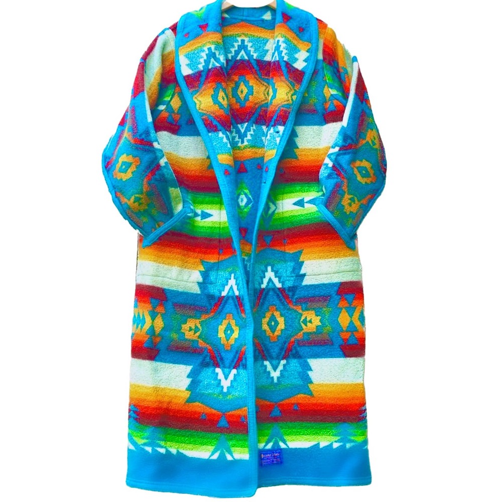 PENDLETON Vintage Beaver State Wool Aztec Blanket Southwest Western Long Coat